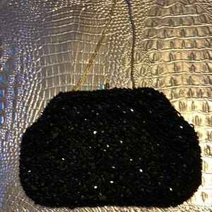 Beautiful, black, beaded, vintage purse.
